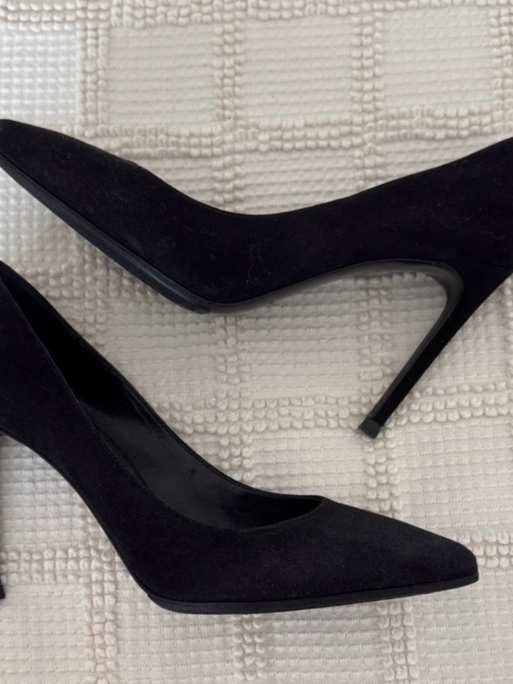 YSL Saint Laurent Black Suede Pointed-Toe Pumps 36.5 - Picture 2 of 6